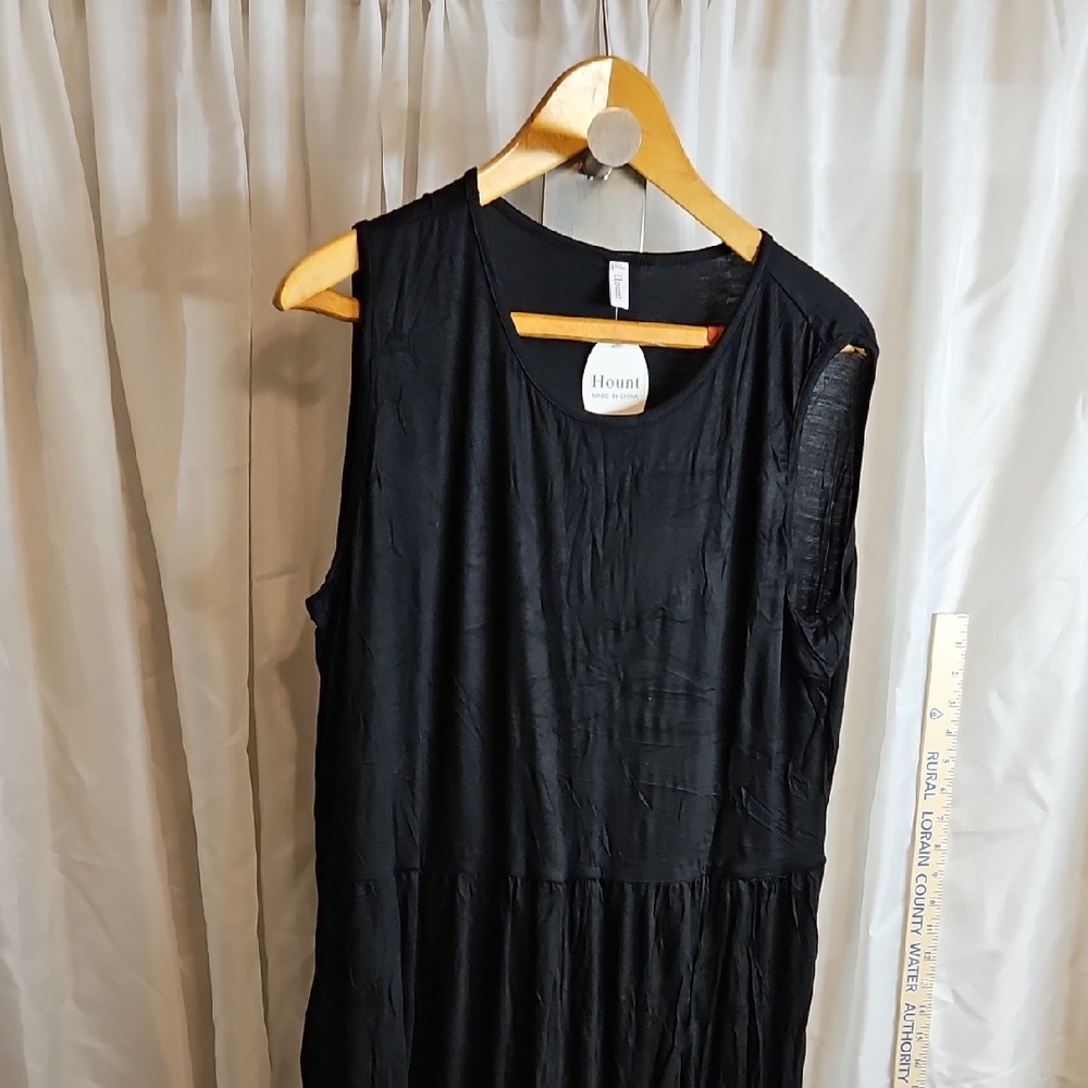 HOUNT 2XL Black Sleeveless Maxi DRESS Dress